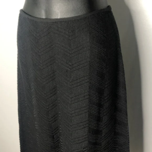TSE Petrolem Zigzag Knit Skirt 100% Wool Crepe Italy L